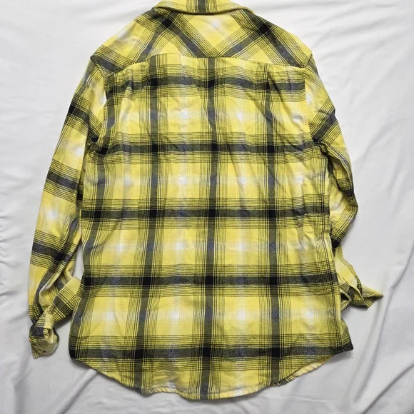 Burton Brighton Flannel Shirt Yellow Black Plaid Organic Cotton Small S - Picture 2 of 9